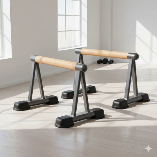 High Parallettes with Wooden Handles