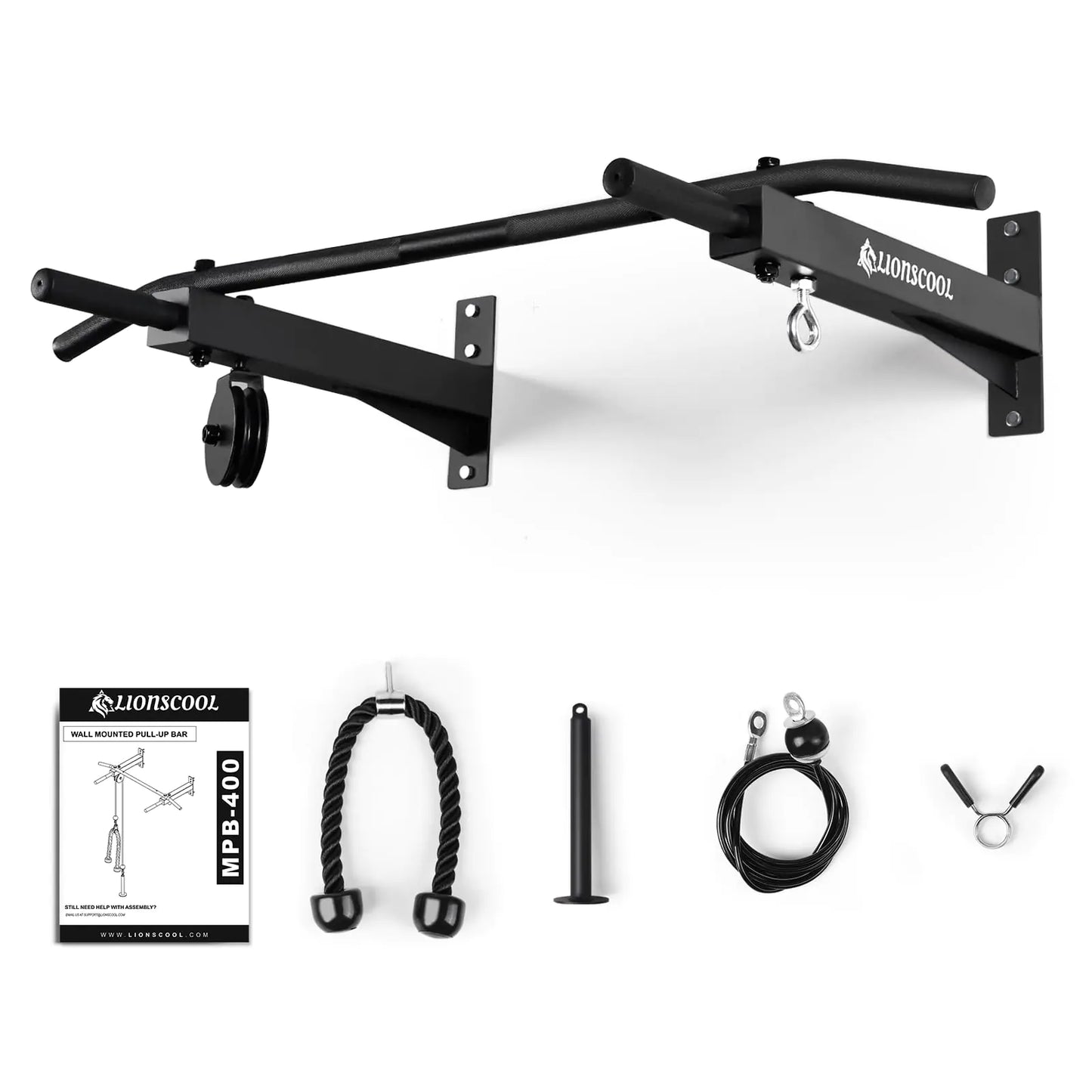 Multifunctional Wall Mounted Pull Up Bar with Pulley System